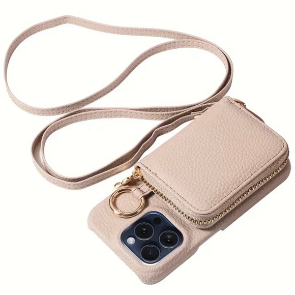 Anti Drop Faux Leather Phone Case With Zipper Lanyard Wallet iPhone 15ProMax - Picture 2 of 6